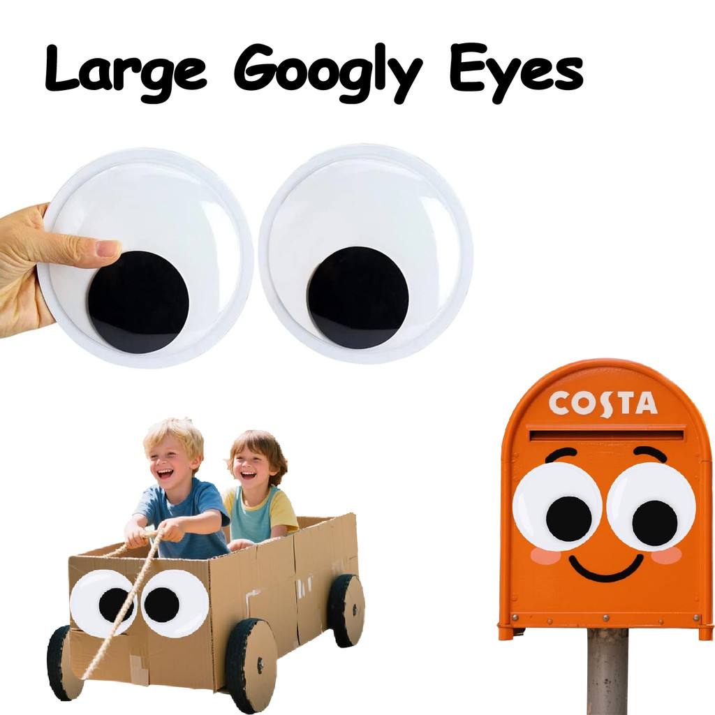 2 ชิ้นขนาดใหญ่ Googly eyes Giant Wiggle Eyes Self กาว,สีดําสีขาว Googly Eyes สําหรับ DIY หัตถกรรมตกแ