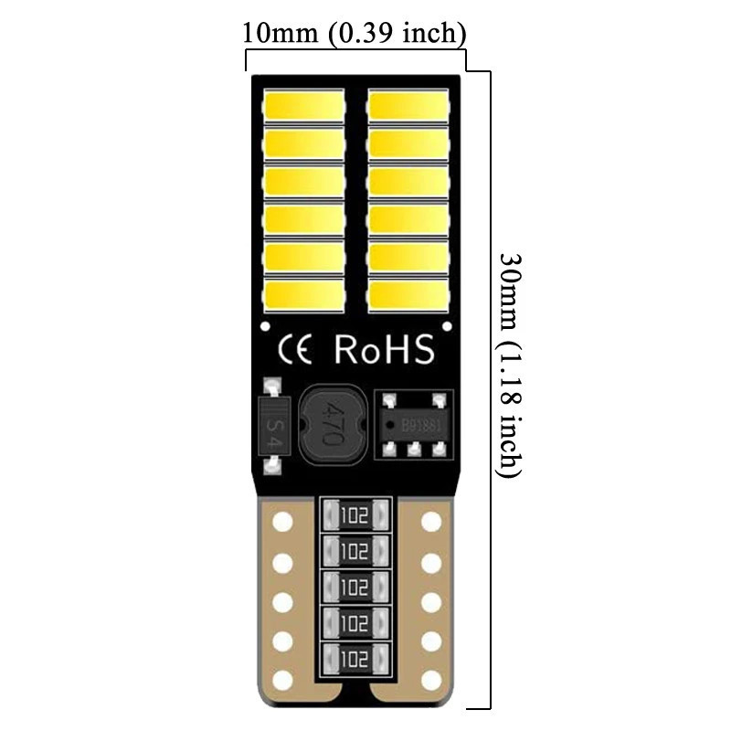 1PCS W5W T10 Led 168 194 หลอดไฟ LED 24 SMD รถด้านข้าง Marker โคมไฟป้ายทะเบียนสีขาว DC 12V 6000K