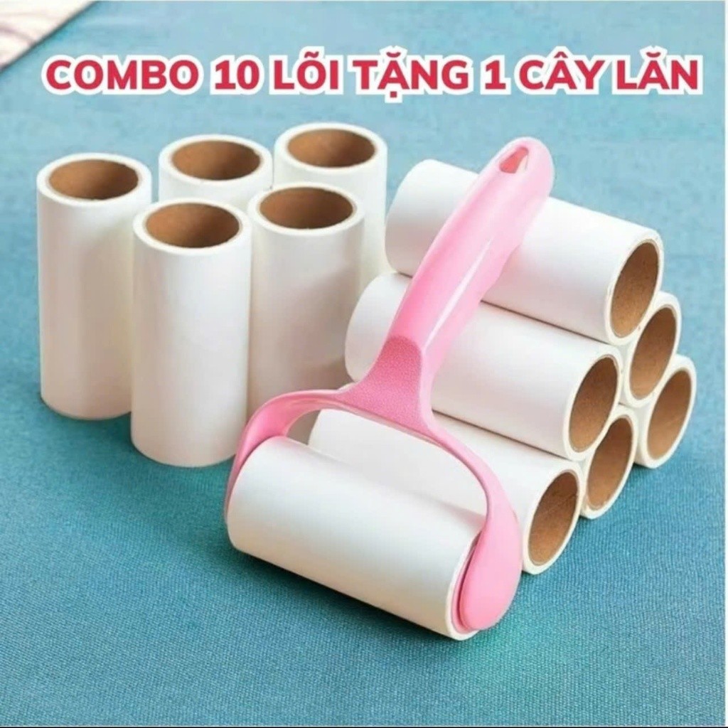 คอมโบแกนม้วนฝุ่น 10 ชิ้น รวมลูกกลิ้ง 1 ชิ้น ลูกกลิ้งทําความสะอาดเสื้อผ้า ผ้าห่ม ขนสุนัขและแมว...