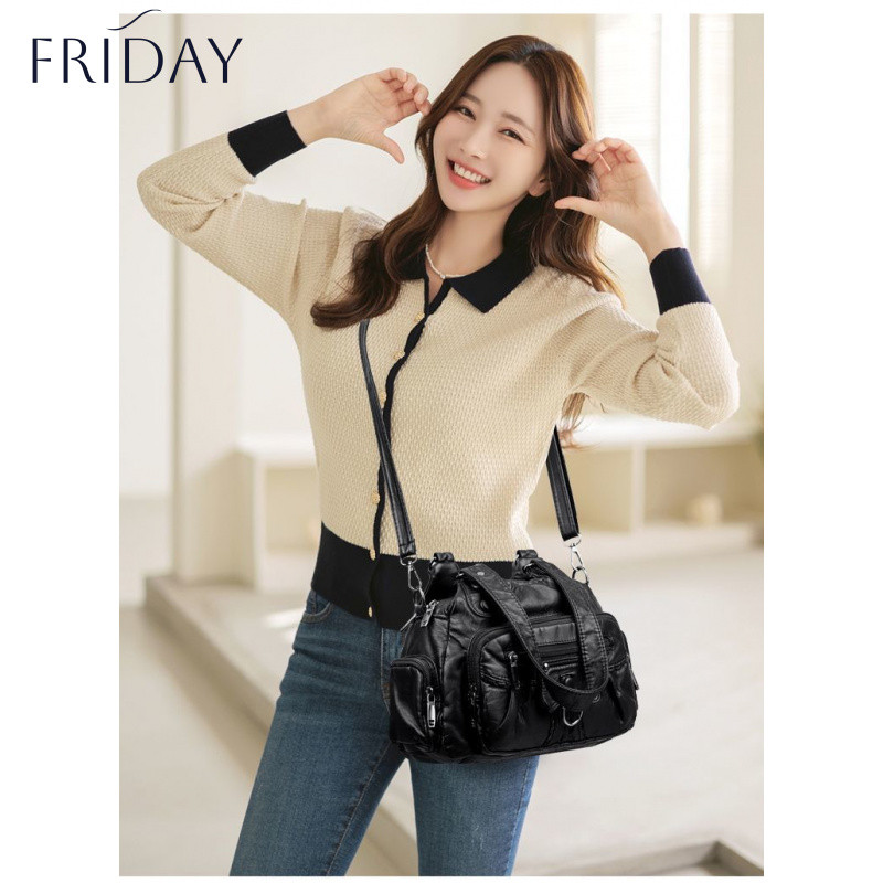 FRIDAY กระเป๋าสะพายข้างหนังนิ่มสำหรับผู้หญิง