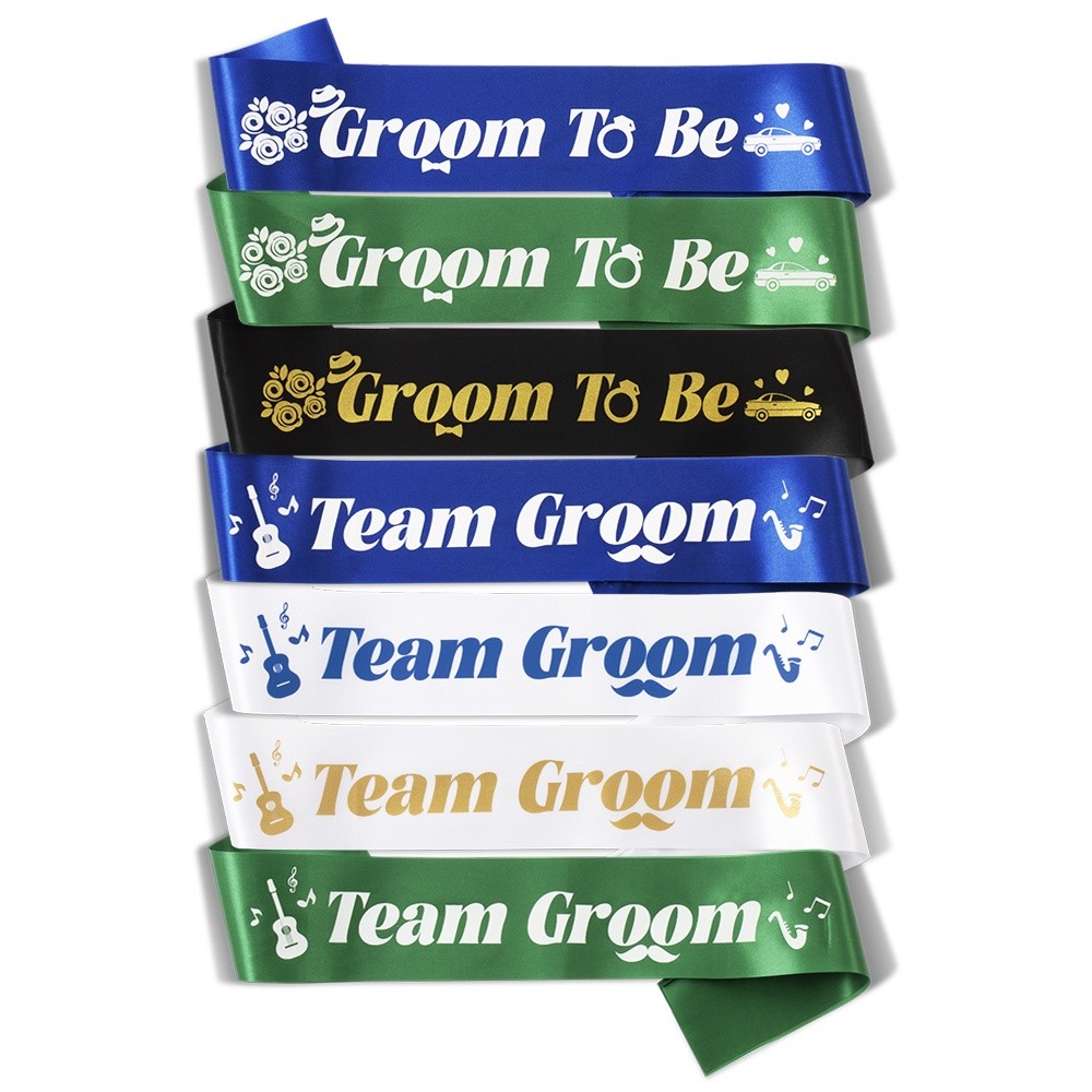 มาใหม่Groom to Be และทีมเจ้าบ่าว Sash Bachelor Party ตกแต่ง Stag Night หมั้นงานแต่งงาน Sash Selempan