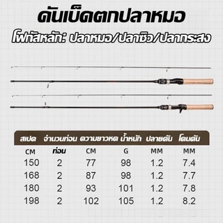 COD คันเบ็ดตกปลา FRP ชุดคันเบ็ด 1500G UL มีความนุ่มนวลดี เบาพิเศษ เหยื่อปลอมวาววับ