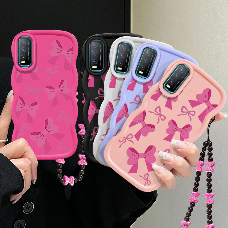 สีชมพูbowknotสร้อยข้อมือสําหรับOPPO A1K F9 PRO A7X F11 PRO A58 A94 A95 A96 f21 pro a1 pro f19 pro + 