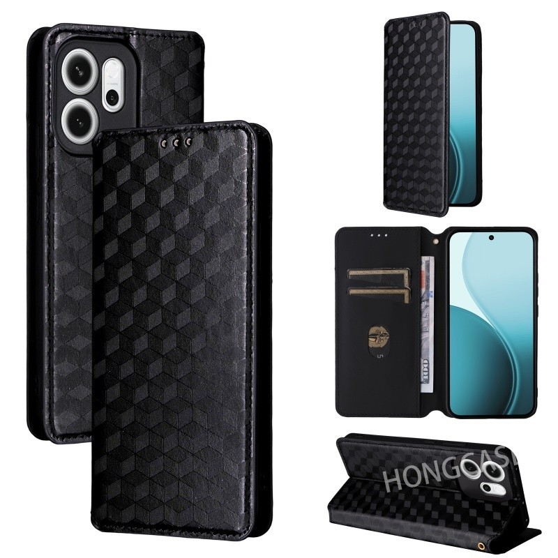 เคสโทรศัพท์สําหรับ OPPO Reno14 Reno 14 14Pro 14F Pro F 5G 2025 พรีเมี่ยมพลิกปลอกนุ่มหนังลายสก๊อต TPU ฝาครอบธุรกิจ