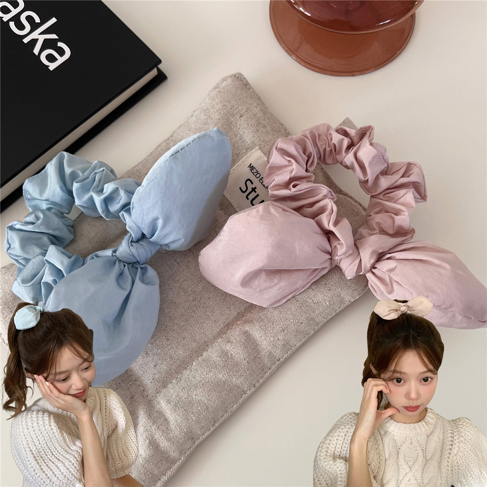 .ACCESSORY SET สไตล์เกาหลี: เชือกผมบุญและฟองน้ําโบว์สำหรับผมหางม้าสูง