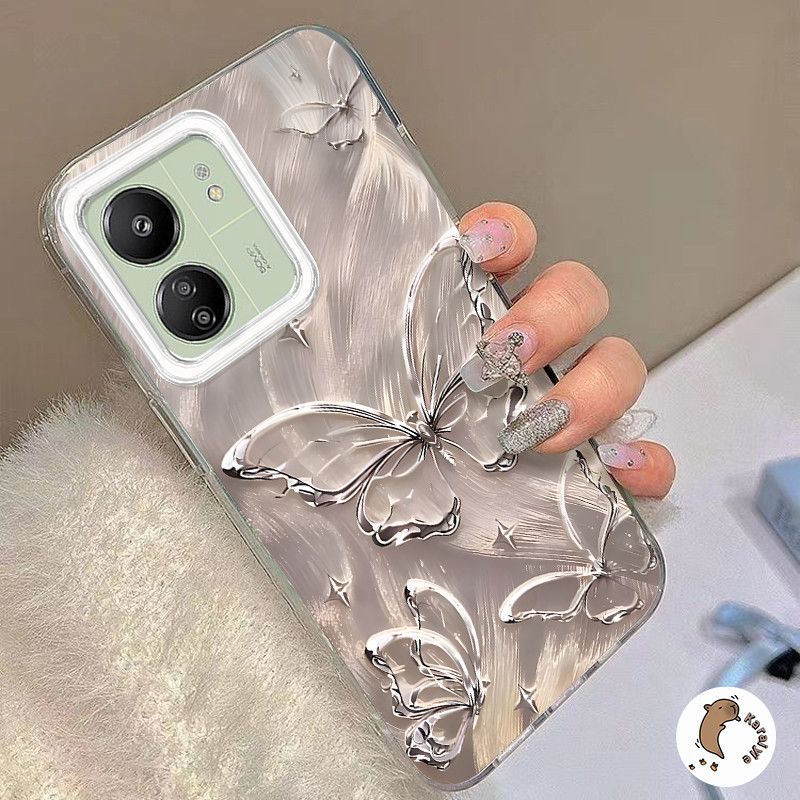 OPPO กรณีผีเสื้อเงินเหมาะสําหรับ OPPO A18 A38 A78 A58 A17 A17k A16 A5s A12 A3S A54 A77s A57 A52 A53 