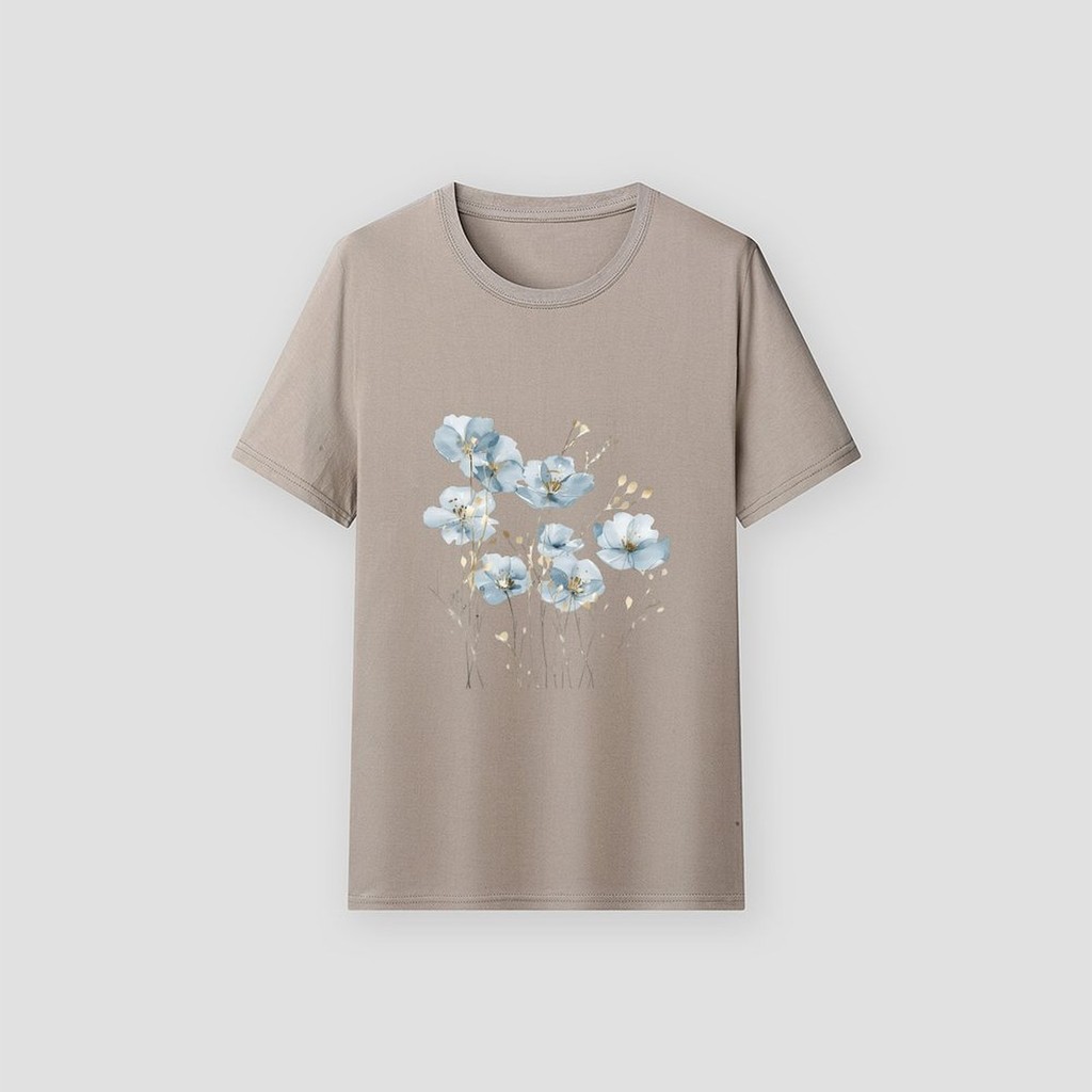 [OLO] ฤดูร้อนผู้หญิงบางรอบคอหลวมสบายๆแขนสั้นเสื้อยืด