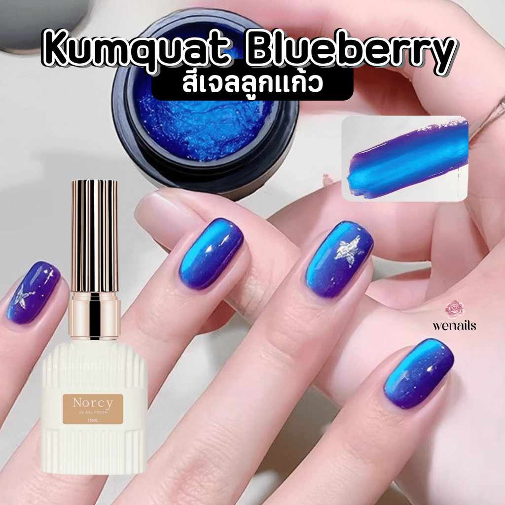 สีเจลลูกแก้ว บลูเบอร์รี่ Norcy กาแล็กซี่ Kumquat Blueberry Cat Eye ยาทาเล็บเจล 15ml -wenails