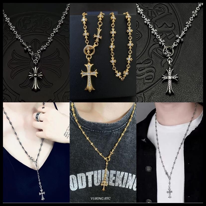 CH♥  สร้อยคอ  Cross ทำจากเงินSterling 925 มีความยืดหยุ่นและออกแบบมาเหมือนเพชรสีทอง โมเดล 075