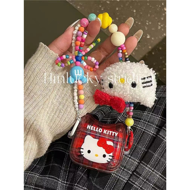 ลายสก๊อต สวัสดี คิตตี้ กระเป๋าถือหูฟังกรณีไร้สายบลูทูธ แอร์พอด มือโปร 1/2/3/4 หูฟังฝาครอบป้องกัน
