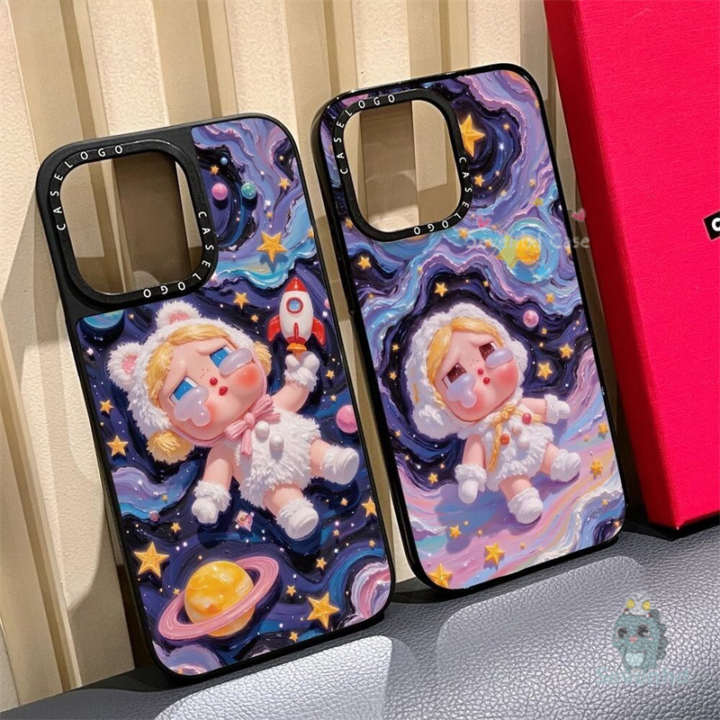 น่ารัก Cry เด็กสีน้ํามัน Planet Art เคสโทรศัพท์สําหรับ iPhone 11 15 14 13 12 Pro Max X XR Xs Max 7 8 6 6s Plus SE2020 กันกระแทกเคสโทรศัพท์กระจกฝาครอบ TPU