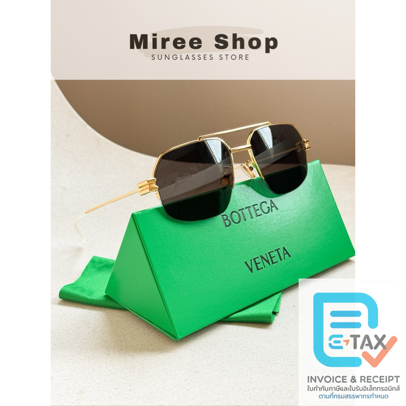 Bottega Veneta Bond Aviators Sunglasses ทรงไร้กรอบ เลนส์สีเอกลักษณ์ BTV ของแท้ BV1127S