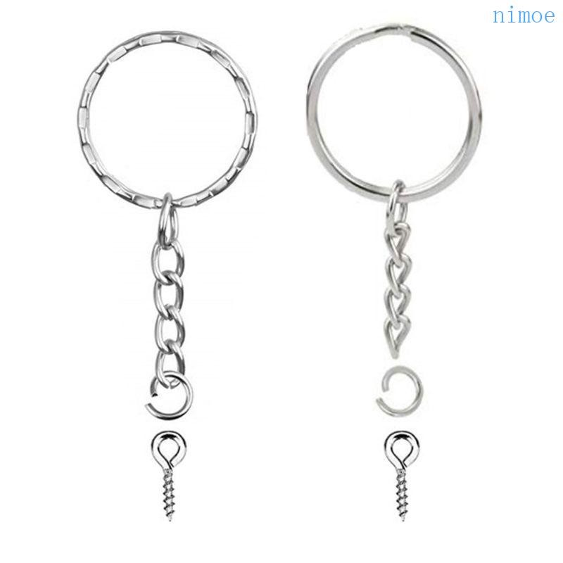 Nio 50x Silver Screw Eye Pin สำหรับทำพวงกุญแจและงานDIY