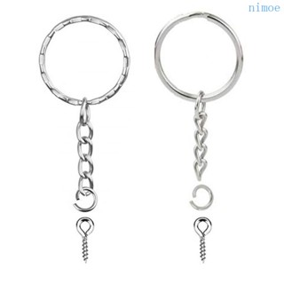 Nio 50x Silver Screw Eye Pin สำหรับทำพวงกุญแจและงานDIY
