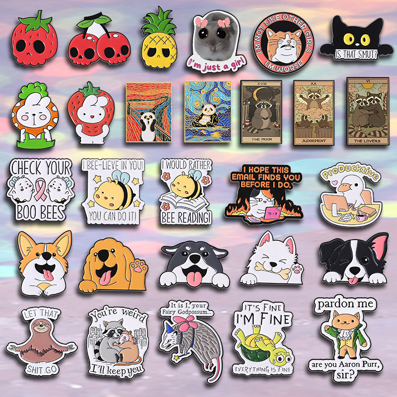 การ์ตูนกระต่ายสุนัขแมวรวบรวมเข็มกลัด Pins กรีดร้องสัตว์เข็มกลัดกระเป๋าเป้สะพายหลังป้ายโลหะอุปกรณ์เสริมของขวัญ