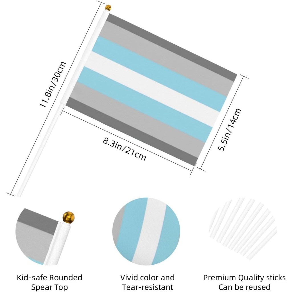 Demiboy Pride Flag LGBTQ ธงขนาดเล็กบน Stick 5x8 มือถือสองด้าน Mini Garden Flags ป้ายสําหรับ Parade P