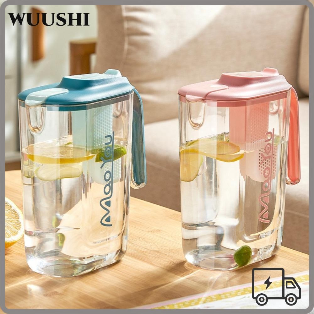 เหยือกน้ําเย็น WUSHI พร้อมที่กรองชา ขวดน้ํา 2200 มล. ความจุขนาดใหญ่ ABS กาต้มน้ําทนต่อการตกฤดูร้อน