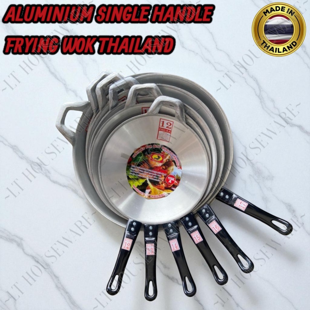 KUALI TANGKAI ALUMINIUM THAILAND / SINGLE HANDLE WOK / FRYING PAN / WOK / KUALI / KUALI TELINGA