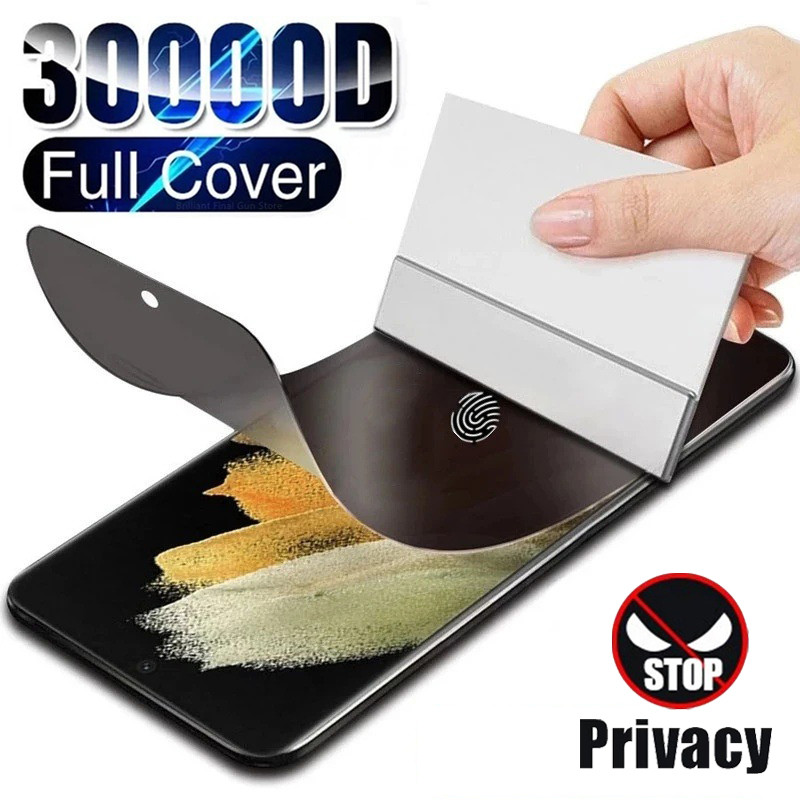 Anti-Spy Full Cover Hydrogel Film For Samsung Galaxy S25 S24 S23 S22 S21 S20 S10 S9 S8 Plus S25 Ultra S25 Edge S25FE S24FE S23FE S21FE S20FE Note 20 Ultra 10 Plus 8 9 Note 10 Lite ความเป็นส่วนตัวป้องกันหน้าจอฟิล์มนุ่มไม่แก้ว