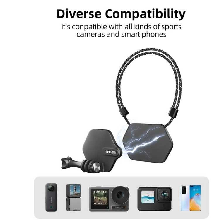 TRENDSTTR TELESIN สายรัดสร้อยคอแบบแม่เหล็กสําหรับกล้องแอ็คชั่นสมาร์ทโฟน - TE-MMK-002