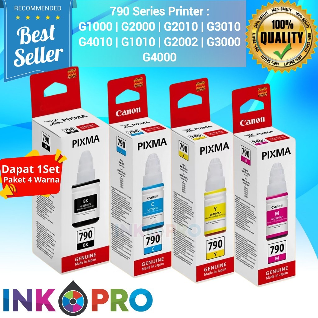 หมึก Canon GI 790 PREMIUM (1 SET) G1000 Printer Series G2000. G2002. G3000. G3010. จี4000. ก1010. G4