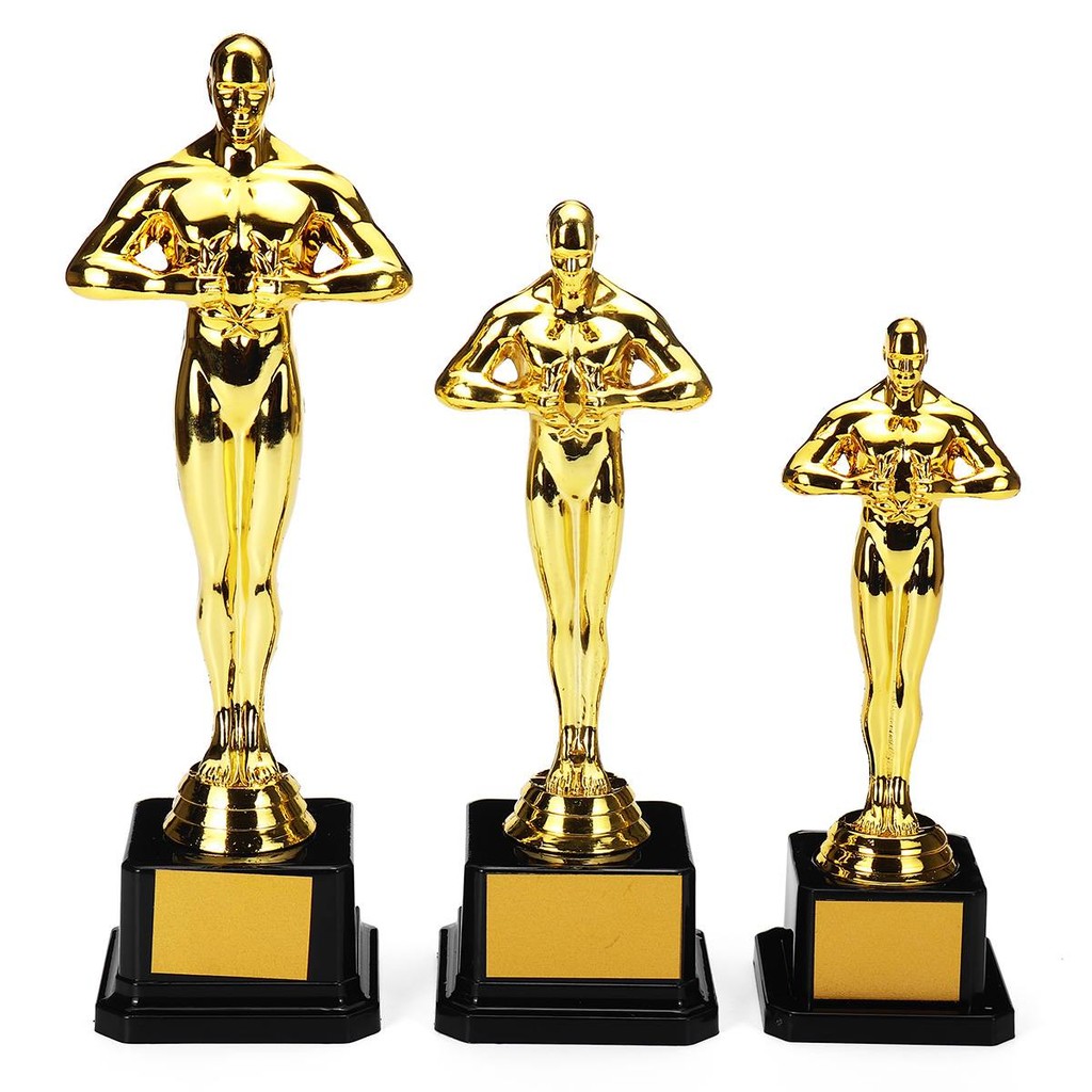 18 ซม.21 ซม.26 ซม.Oscar Trophy รางวัล Gold-Plated-Replica ทีมกีฬาการแข่งขันหัตถกรรมของที่ระลึกพลาสติ