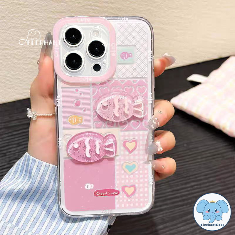 สำหรับ Samsung A05S A55 A15 A35 A12 A03s A50 A11 A05 A30 A06 A13 A51 A03 A32 A52 A14 A20ปลาสีชมพูสีฟ้ารักหัวใจวงเล็บโบว์ - รูปที่ 4