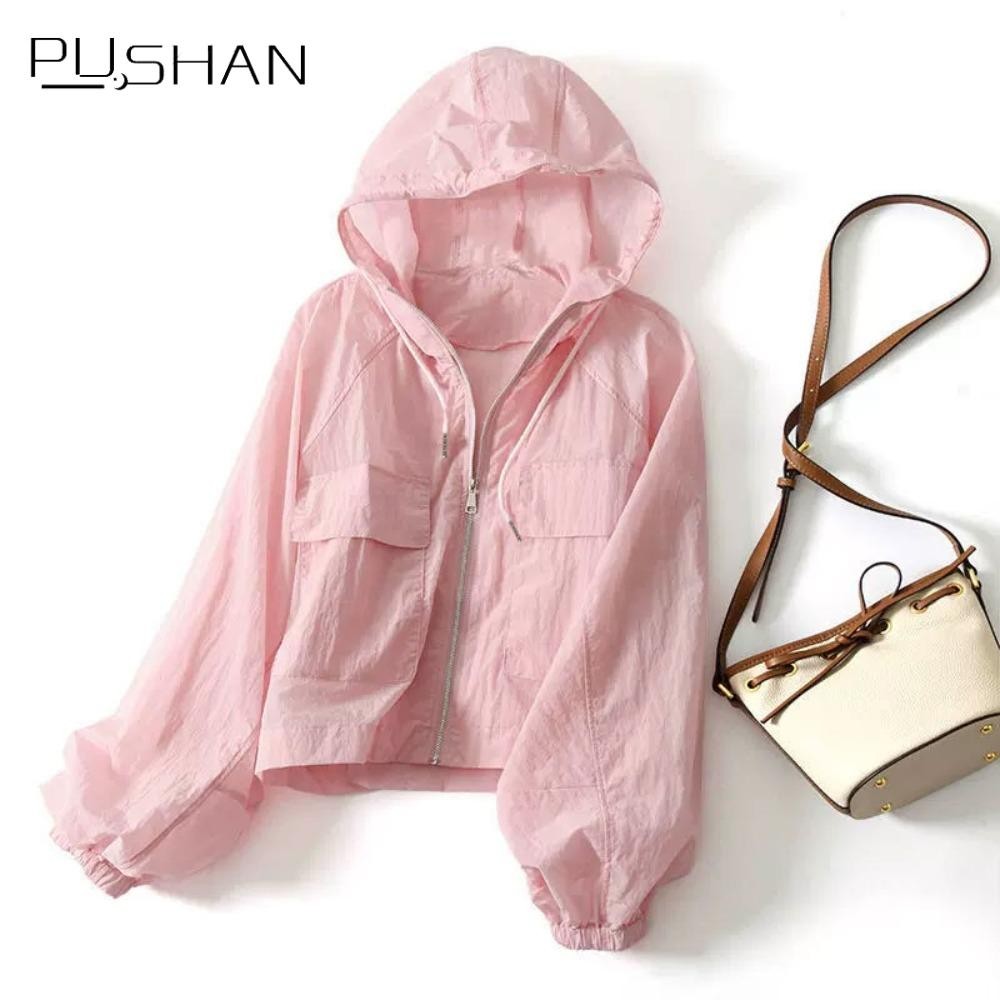 เสื้อกันแดดรุ่นPushan, แจ็คเก็ตแขนยาวบางเบากันUV สีทึบกันน้ำ เพื่อความคลายในวันร้อน
