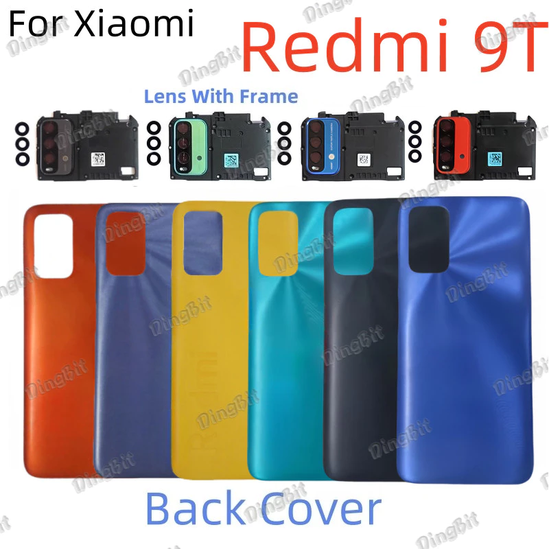 สําหรับ XIaomi Redmi 9T ฝาหลังแบตเตอรี่กรณีฝาครอบพร้อมเลนส์พร้อมกรอบปรับระดับเสียงปุ่มด้านข้าง