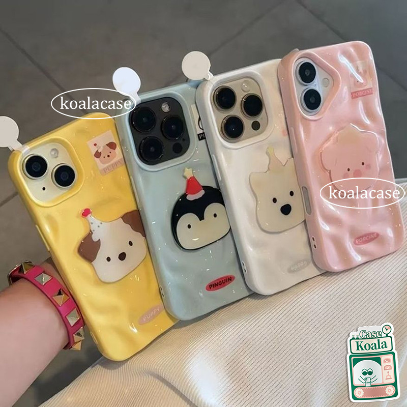 เคสไอโฟน 16 13 สำหรับ IPhone 16 13 11 15 14 12 Pro Max 15 14 16 6 6S Plus XR X XS ปลอกน้ำลายการ์ตูนสุนัขหมูเพนกวินน่ารัก