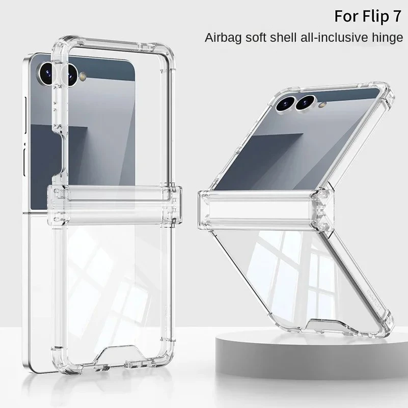 LUKEN รวมทุกอย่างบานพับสี่มุม Anti-drop เคสโทรศัพท์สําหรับ Samsung Galaxy Z Flip 8 7 FE 6 5 flip8 โปร่งใส Shcokproof ฝาหลัง