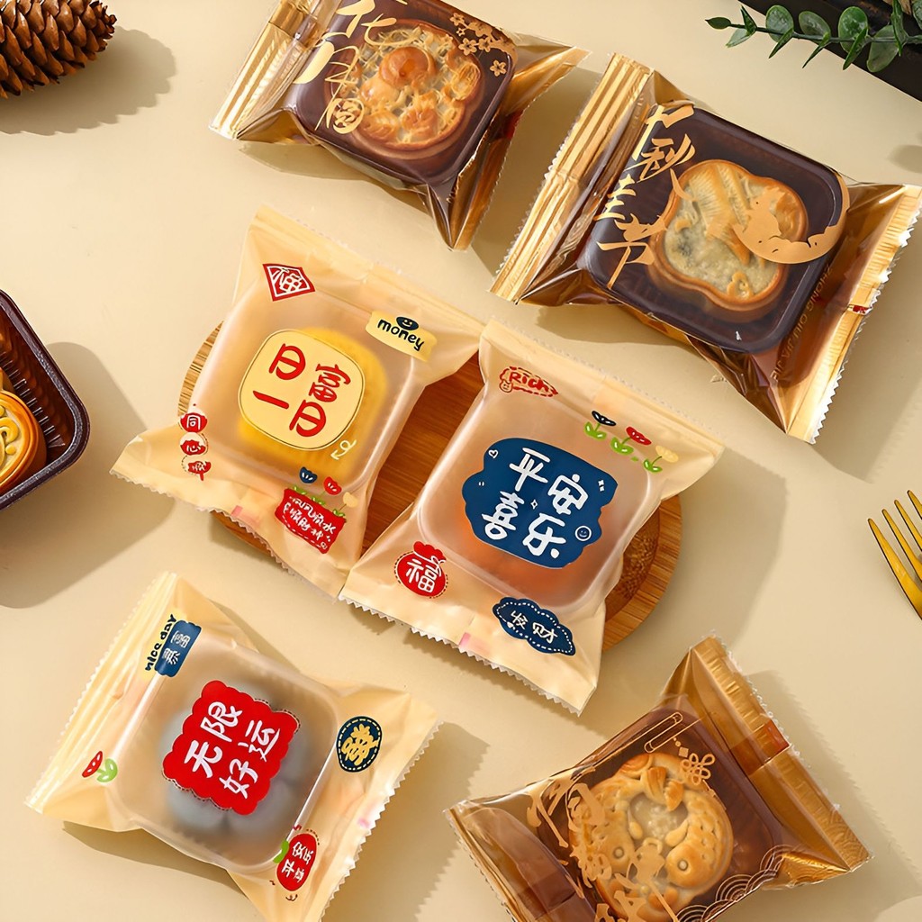 2025 ถุงบรรจุภัณฑ์ขนมไหว้พระจันทร์ซีลเครื่อง 5080g 100g หนังหิมะสไตล์กวางตุ้ง#2025月饼包装袋机封5080克100g广式