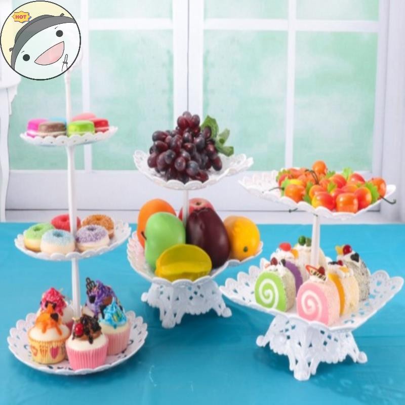 Lanf 1/2 ชิ้นเค้กจาน Cupcake ขนมแผ่นสามชั้นตะกร้าผลไม้สร้างสรรค์ EN