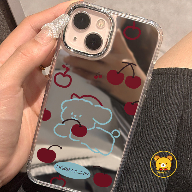 สําหรับVivo V70 V60 V50 Lite 5G V40 V30 V29 V27 V25 Pro V23 V23e V30e V27e V29eน่ารักลูกสุนัขสุนัขกระจกขาตั้งเคสโทรศัพท์นุ่มกันกระแทก