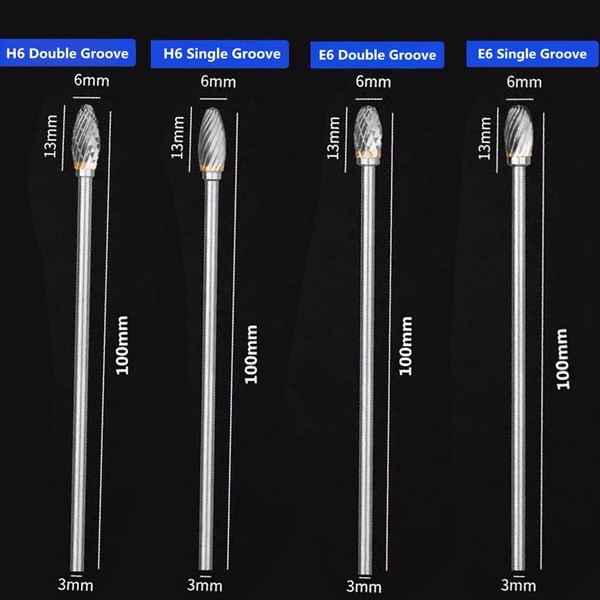 🔥จัดส่งที่รวดเร็ว🔥ดอกเจียรคาร์ไบด์ ดอกเจียรเหล็ก เจียรสแตนเลส ดอกคาร์ไบด์ ก้านยาว 6x3x100 มม