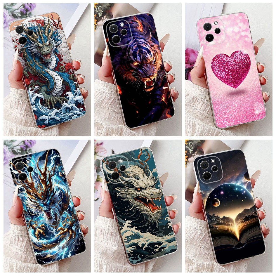 สําหรับ Huawei Nova Y61 Y62 กรณี EVE-LX9 EVE-LX3 ฝาครอบหรูหรามังกรการ์ตูนซิลิโคนเคสโทรศัพท์สําหรับ H