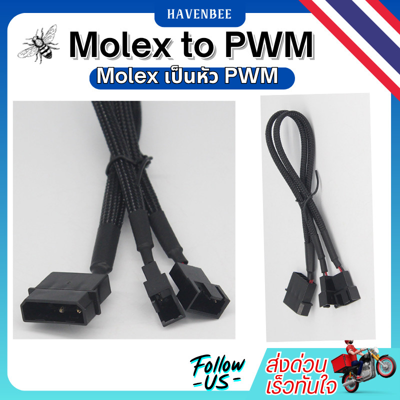 สายแยกพัดลม Molex เป็น 4-Pin หัว PWM  Molex เป็น หัว 4 pin PWM
