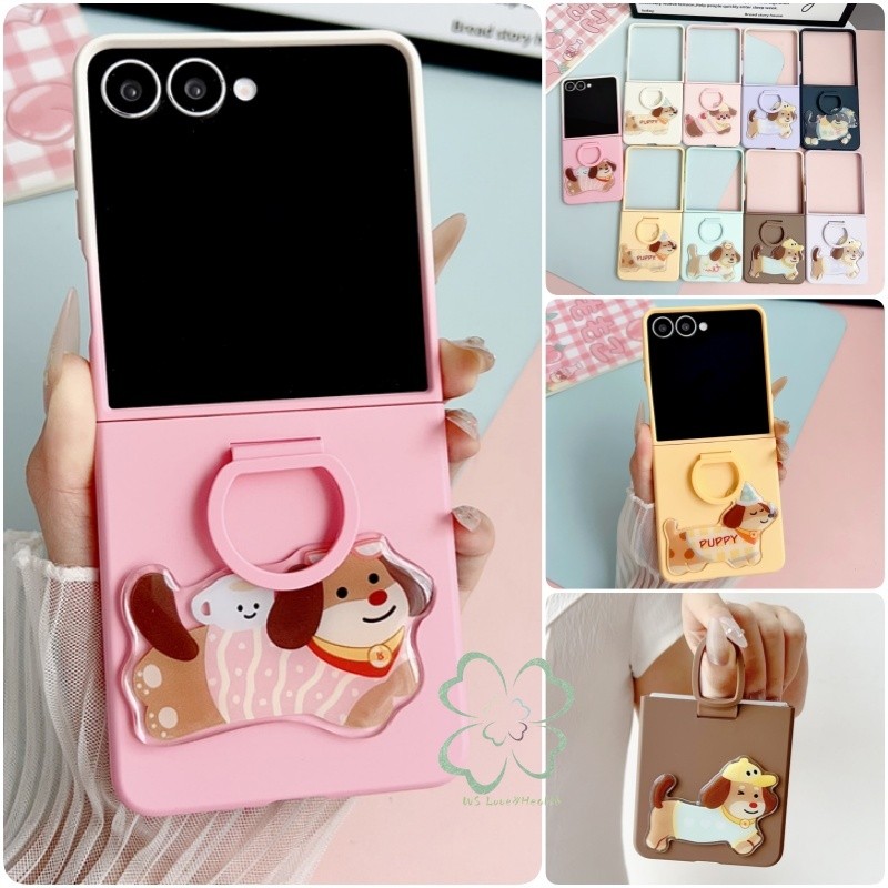 Slim ขนาดใหญ่แหวนหน้าต่างน่ารัก Doge Matte สําหรับ Samsung Galaxy Z Flip 7 Z Flip 7FE Z Flip 6 Z Fli