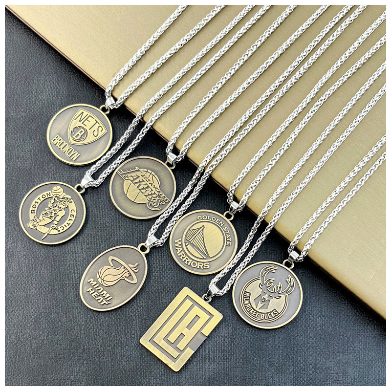 สร้อยคอมีจี้แบบบาสเกตบอล ออกแบบจากทีมโปรด Lakers, Nets, Warriors, Bucks, Celtics - Pioneer-uu14