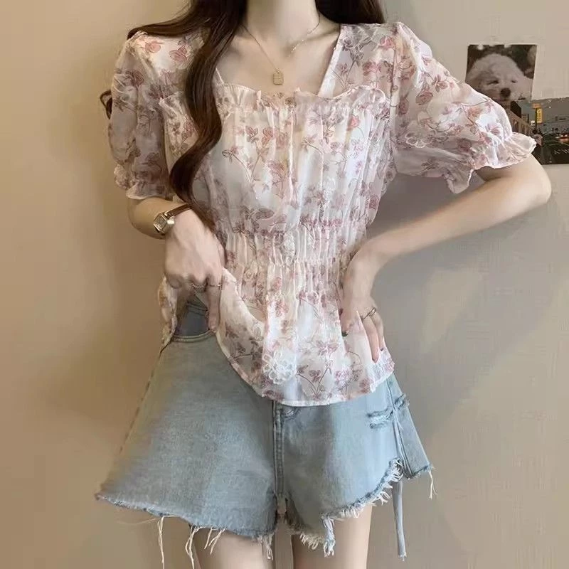 เสื้อผู้หญิงแขนสั้นลายดอกไม้ ไซส์ M-2XL thumbnail 7