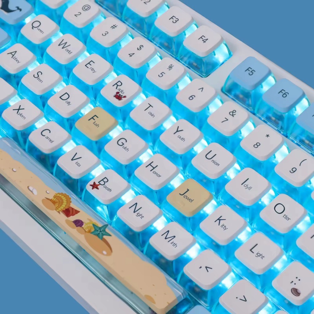 Sea Summer Pudding Keycaps 118 คีย์ ASA Profile PC PBT สี่ล้อ Transiission Keycaps Aula F75 Mechanic