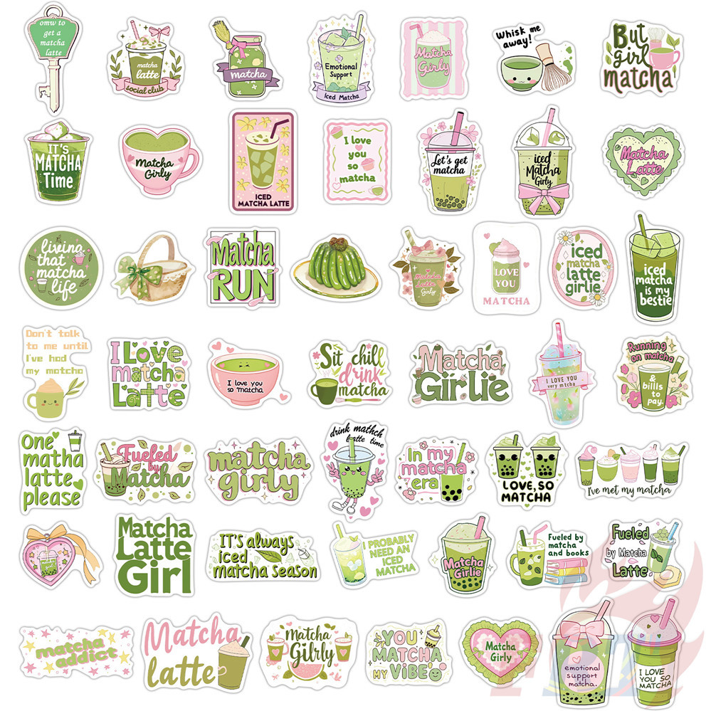 ❉ สติ๊กเกอร์ศิลปะมัทฉะลาเต้ ❉ 50 ชิ้น/เซ็ตกันน้ํา DIY Fashion Decals สติ๊กเกอร์ Doodle - รูปที่ 6