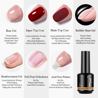 【Local】BORN PRETTY 15ml Super Top Coat Base Gel Nail Polish Transparent Soak Off UV Gel Polish แต่งเล็บกึ่งถาวร