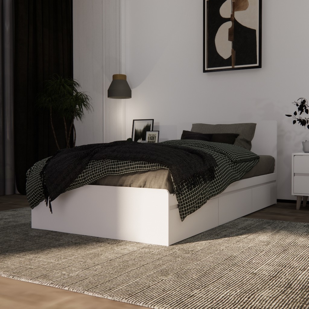 Looms เตียงนอน ขนาด 3.5 ฟุต รุ่น PERCY สีขาว (110x203x80 ซม.)  แบรนด์ LOOMS