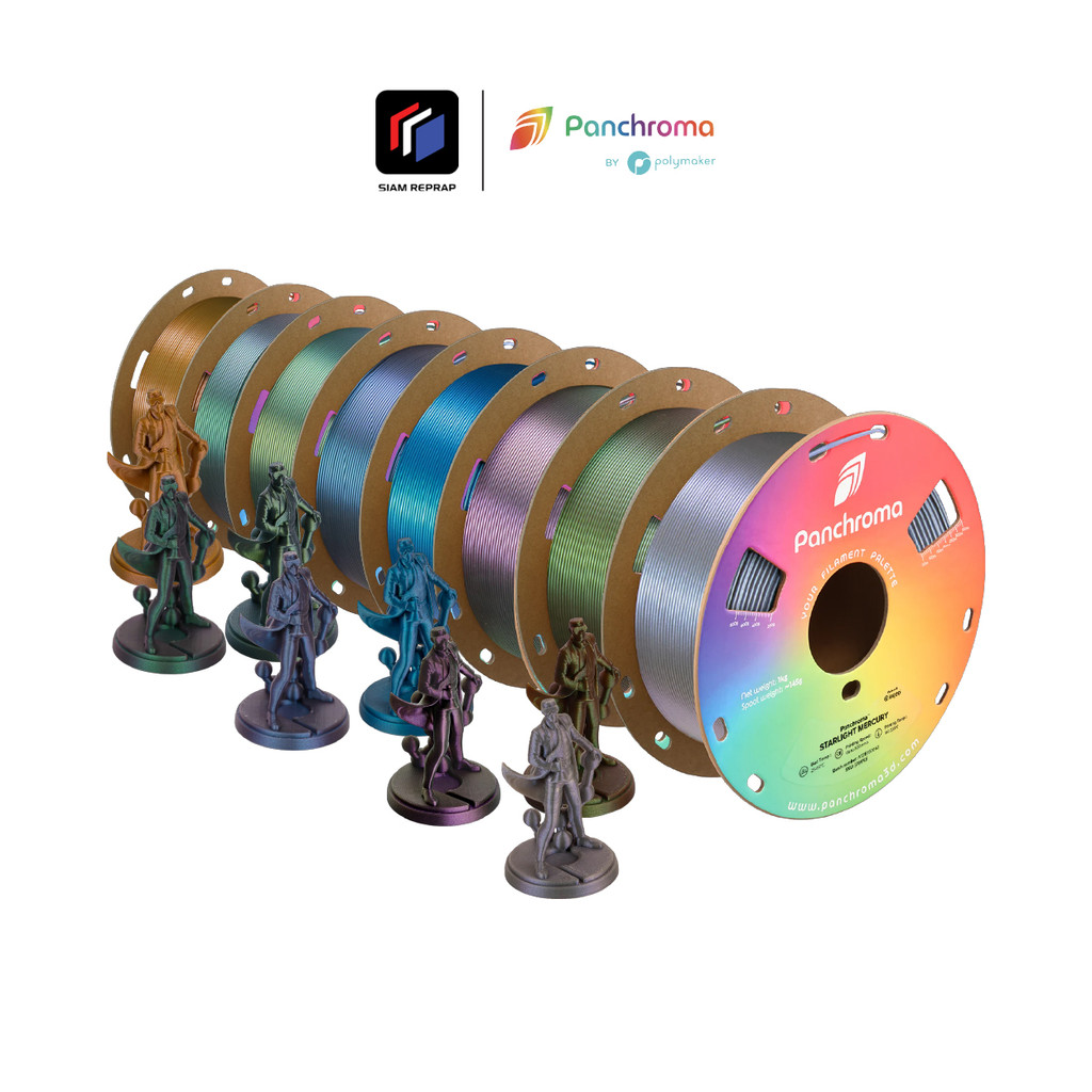 เส้น PLA Panchroma Starlight เปลี่ยนสีตามมุมมอง และแสงที่ตกระทบ แวววาว เหมือนดาวค่ำคืน