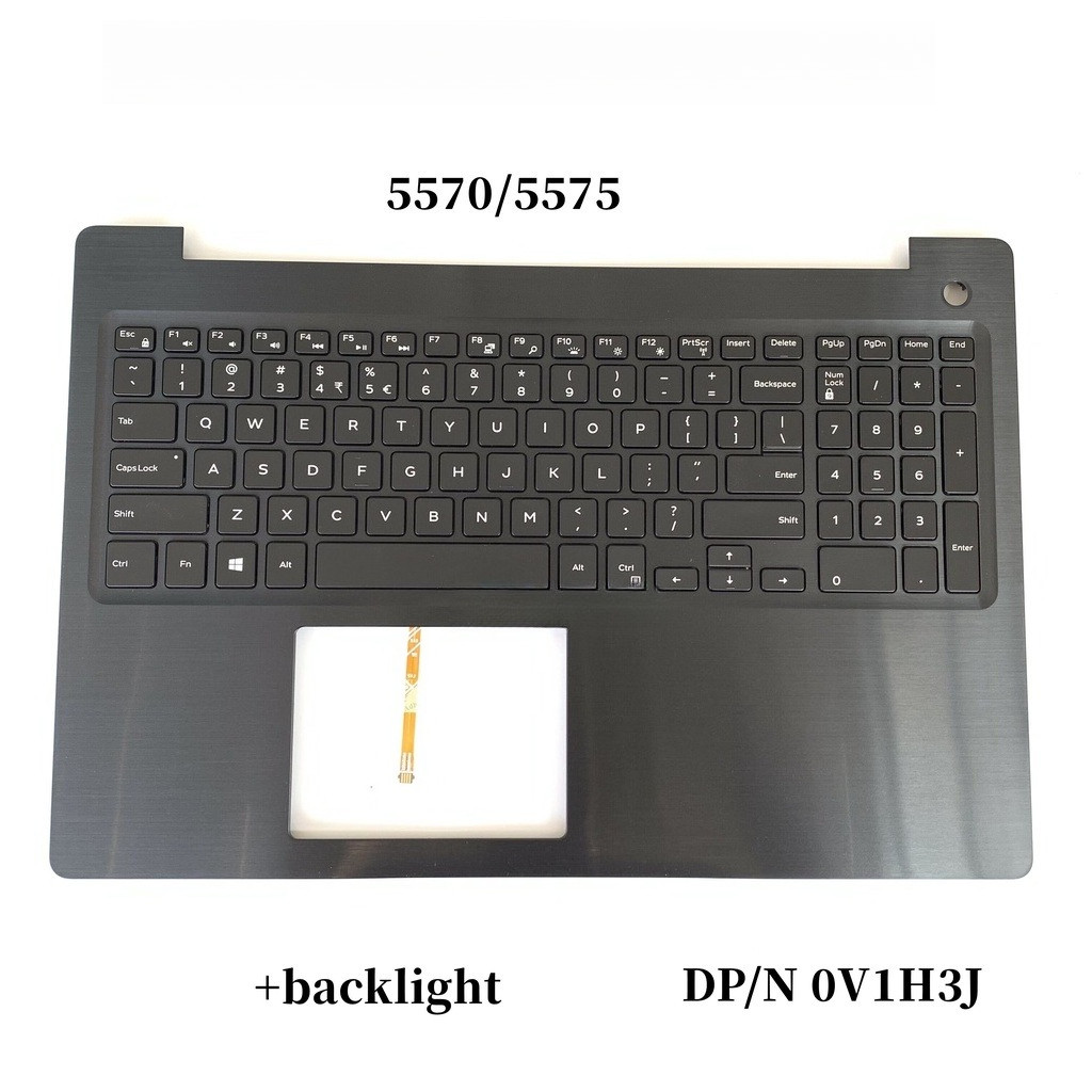 ใหม่ US สําหรับ Dell Inspiron 15 5570 5575 แป้นพิมพ์แล็ปท็อปพร้อม Palmrest Backlight สีดํา V1H3J 0V1