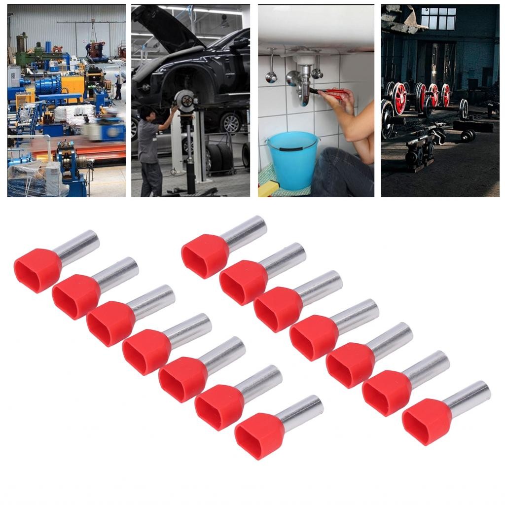 เฟอร์รูลสองอันหุ้มฉนวน TE6014 ขั้วต่อปลายสายไฟขั้วต่อจีบทองแดงพร้อมช่องทางสำหรับการใช้งานเทอร์มินัลร