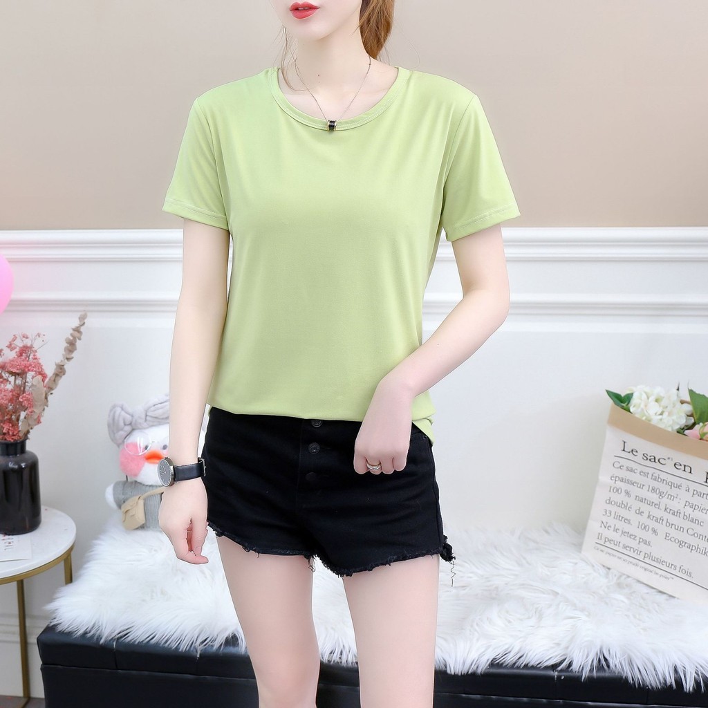 🌟KFC🌟(ราคาพิเศษ)เสื้อยืดคอกลม สีพื้น แขนสั้น สไตล์เรียบง่าย #081 - รูปที่ 4