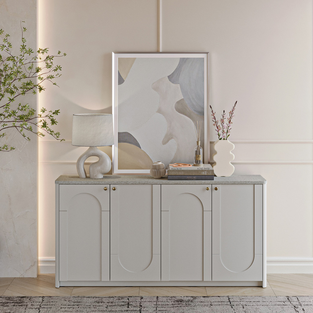 SB Design Square ตู้เก็บของ ขนาด 160 ซม. รุ่น Cloudia (Haneul Collection) สีเทาอ่อน (160x30x80 ซม.)  แบรนด์ SB FURNITURE
