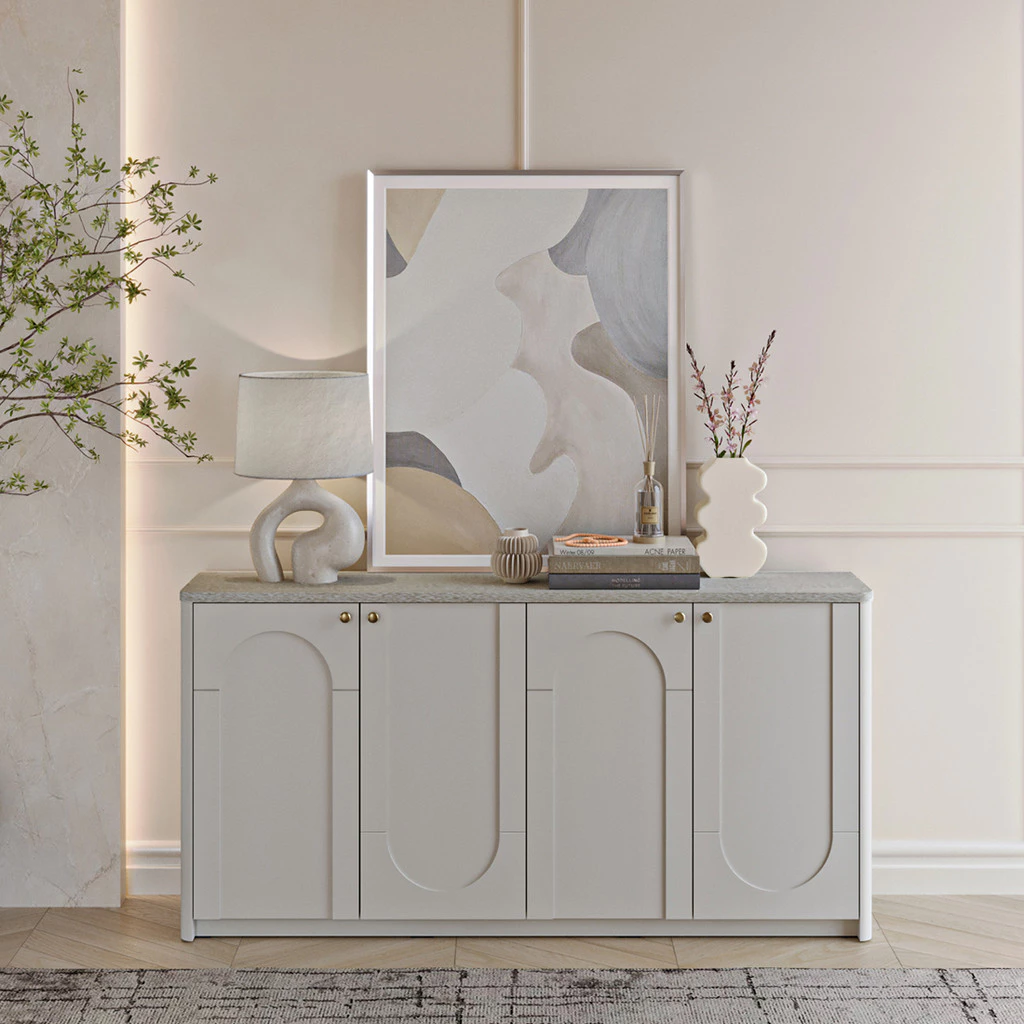 SB Design Square ตู้เก็บของ ขนาด 160 ซม. รุ่น Cloudia (Haneul Collection) สีเทาอ่อน (160x30x80 ซม.) แบรนด์ SB FURNITURE